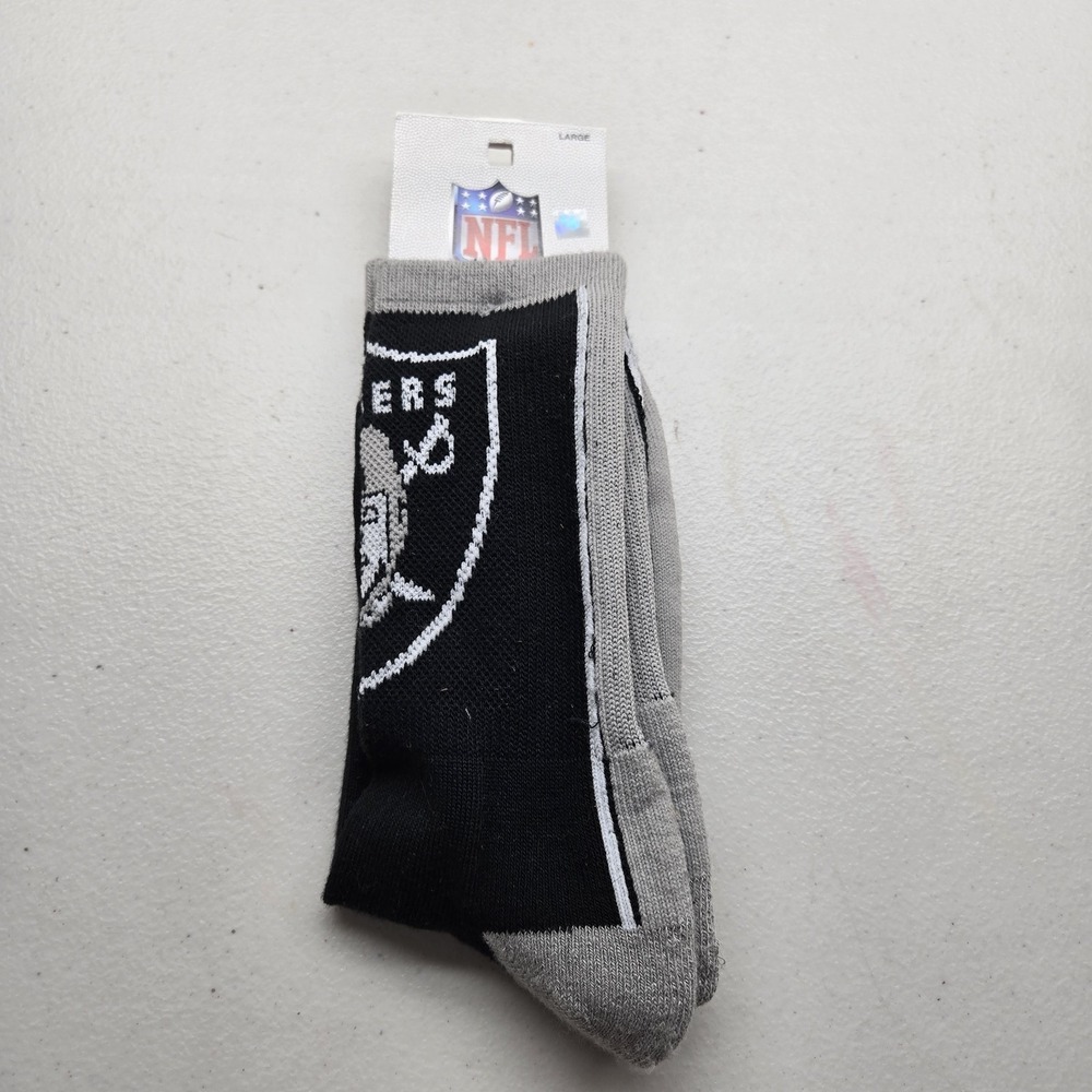 Oakland Raiders Unisex‎ Socks L Black Knit NFL NWT